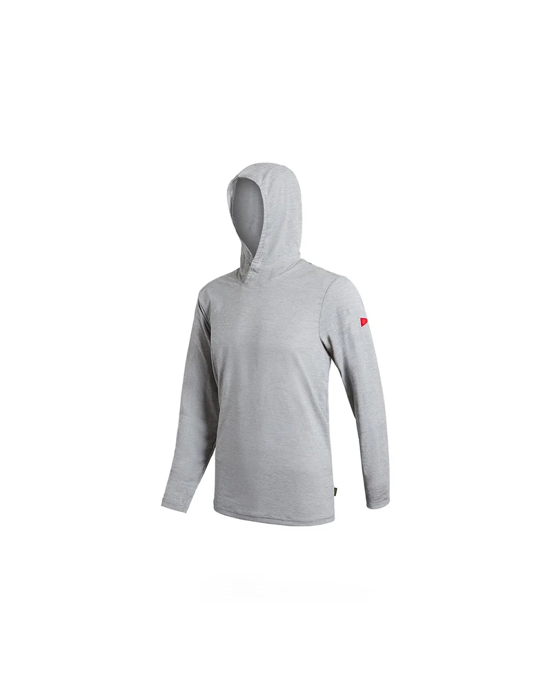 Florence Marine X Airtex Long Sleeve Hooded Shirt Light Heather Grey