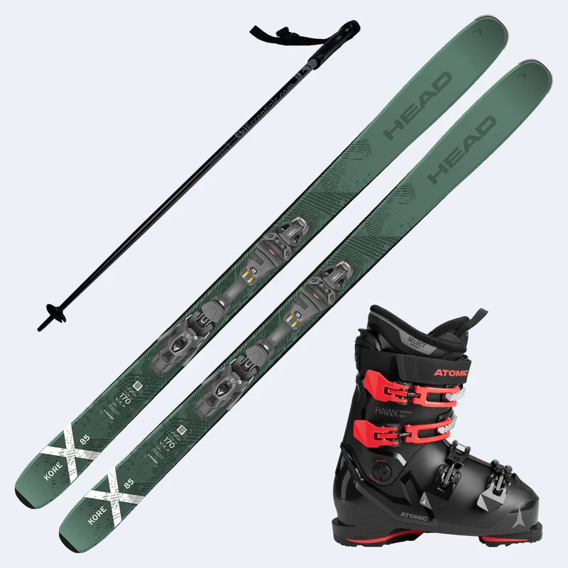 2026 Head Kore X Skis with Atomic Hawx Magna 100 Boots and Poles
