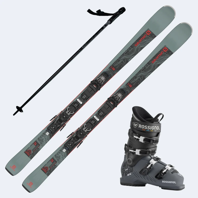 2023 Salomon Distance 76 Skis with Rossignol Hi-Speed 80 HV Boots and Poles