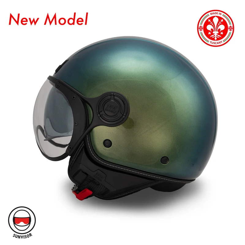 MM Independent A-Ventura JET Helmet in Iridescent Green Monochrome by Moscondoro