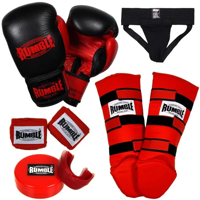 Rumble Kick-Thaibokspakket voor de Beginner Nr.4 Zwart-Rood