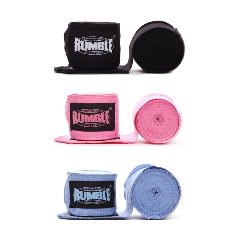 Rumble Bandage Boksen 3 Paar - 4 Meter - Zwart/Roze/Baby Blauw