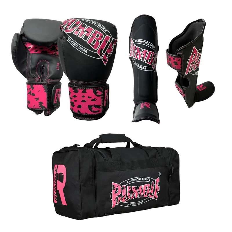 Rumble Kickboksset Kids Camo Black/Pink + Sporttas