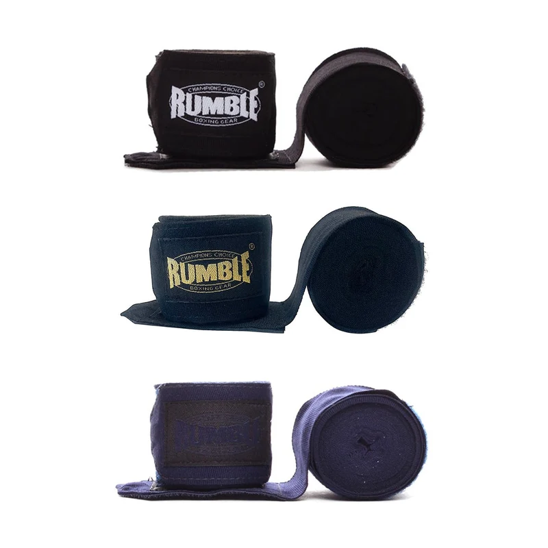 Rumble Bandage Boksen 3 Paar - 4 Meter - Zwart/Zwart-Goud/Navy