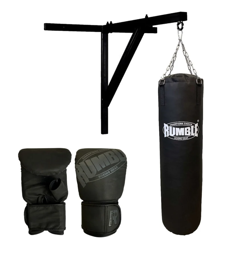 Bokszakset Rumble 120cm Muurbeugel + Zakhandschoenen Rumble Ready Leer