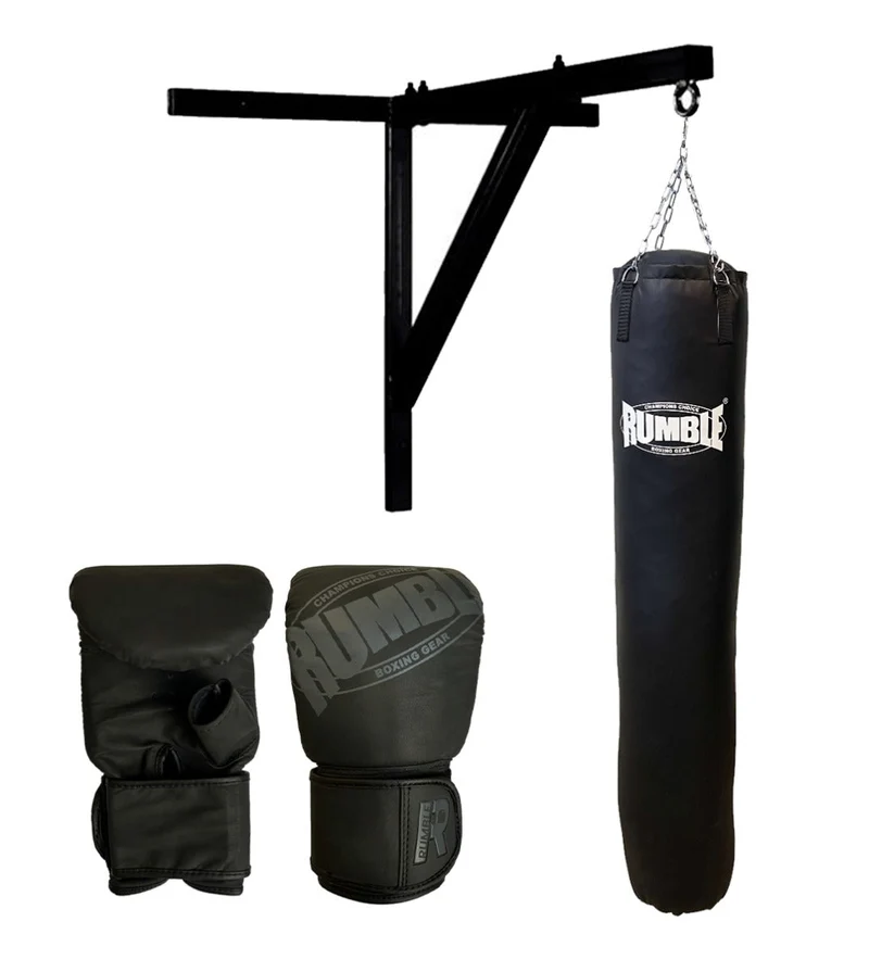 Bokszakset Rumble 180cm Muurbeugel + Zakhandschoenen Rumble Ready Leer