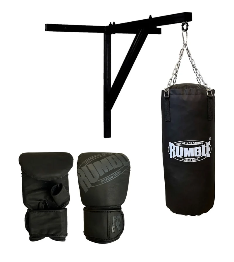 Bokszakset Rumble 80cm Muurbeugel + Zakhandschoenen Rumble Ready Leer