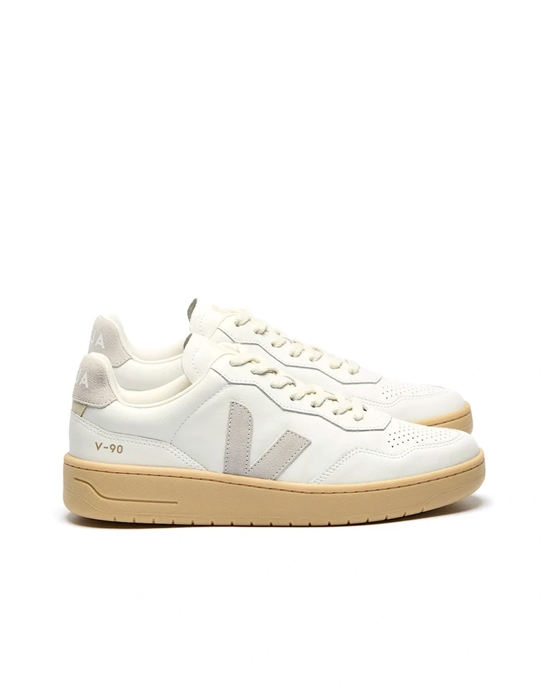 Veja V-90 Leather White Light Grey Natural