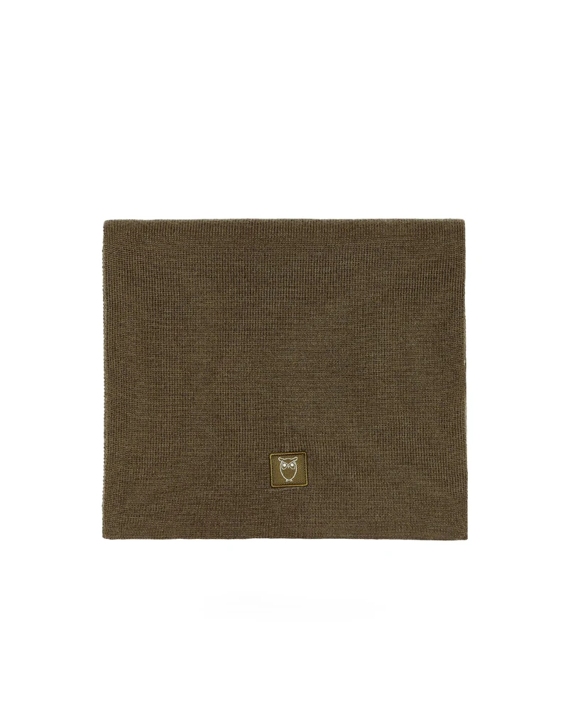 KnowledgeCotton Apparel Fine Merino Wool Scarf Dark Olive