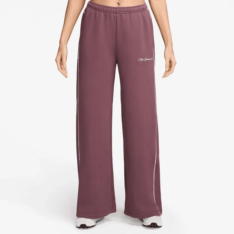 Studio Fleece Mid-Rise Wide-Leg Scallop Broek