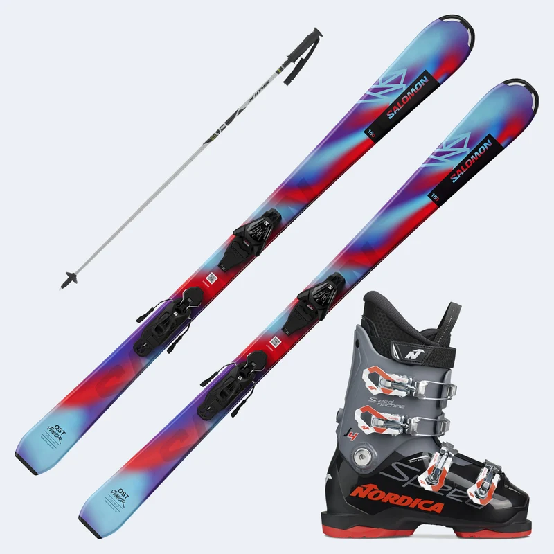 2026 Salomon QST Jr Skis with SpeedMachine J Boots and Poles